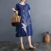 Phoenix Print Cotton Linen Midi Dress