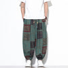 Men's Cotton Harem Pants Summer Boho Drawstring Geometric Cropped Trousers