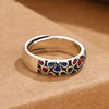 Colorful Plum Blossoms Design Copper Adjustable Ring