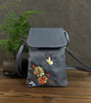 Embroidered Lotus Flower Crossbody Bag, Nylon Shoulder Cellphone Pouch