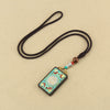 Tibetan Thangka Pendant Necklace, Ebony Wood Rope