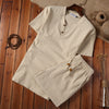 Men's Meditation Cloth Set Cotton Linen Shorts T-Shirt