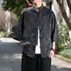 Men's Ice Silk Tang Suit Shirt with Frog Buttons and Pockets
