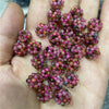 Garnet Cluster Bracelet with Gold-Tone Chain and Floral Accents