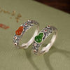 Sterling Silver Gourd Ring with Auspicious Cloud Pattern