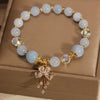 Aquamarine Pink Crystal Zircon Butterfly Charm Bracelet