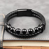 Tiger Eye Power Magnetic Buckle Multilayered Leather Bracelet