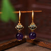 Enamel and Natural Crystal Drop Earrings, Chinese Style