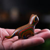 Hand-Carved Rainbow Wood Cat Figurine
