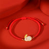 Year of the Rabbit Hetian White Jade Red String Bracelet 925 Silver