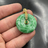 Green Jade Peace Buckle Pendant with Gold-Tone Bail