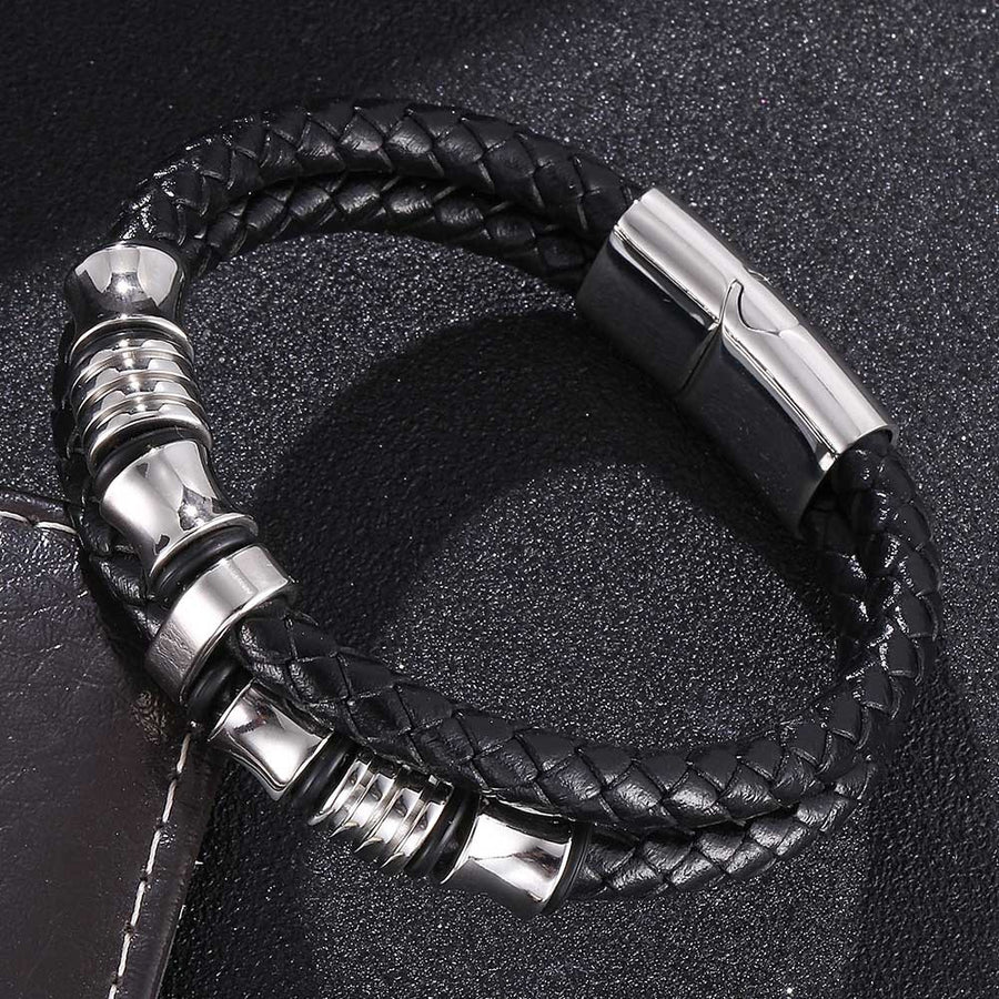 Layered Leather Weave Fortune Bracelet for Men and Women