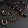 Nepalese Style Wooden Bead Long Necklace, 12 Pendant Styles