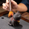 Purple Clay Cat Tea Pet Figurine, Chinese Tea Table Decoration