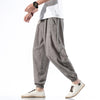 Men's Linen Pants Casual Drawstring Trousers With Pockets