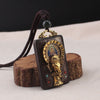 Ebony Wood Pendant Necklace with Buddhist Symbols