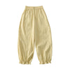 Women's Harem Pants Summer Casual Minimalist Solid Ruffled Hem Ankle Pants With Pockets