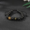 Alphabet Letter Bracelet with Tiger Eye and Black Glass Beads