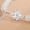 White Jade Peach Blossom Petals Flower Luck Bracelet