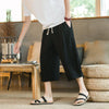 Men's Wide Leg Pants Linen Cropped Trousers