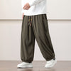 Men's Solid Color Corduroy Drawstring Harem Pants With Pockets