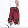Men's Cotton Harem Pants Summer Boho Drawstring Geometric Cropped Trousers