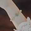Rose Flower Imitation Jade Chain Bracelet, Gold-Tone Copper