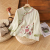 Vintage Chinese Embroidery Floral Shirt Frog Button Top