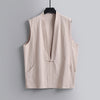 Men's Linen Sleeveless Vest with Chinese Knot Buttons