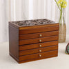 Wooden Jewelry Box with Carved Plum Blossom Lid