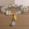 Crystal Flower Heart Bracelet with Amethyst and Rose Quartz