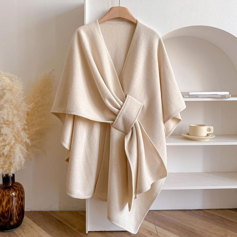 Solid Color Cotton Slit Shawl Wrap
