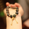 Handmade Incense Ash Glass Bead Bracelet with Charms