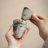 Hand-Painted Ceramic Teacup, Ge Kiln Glaze