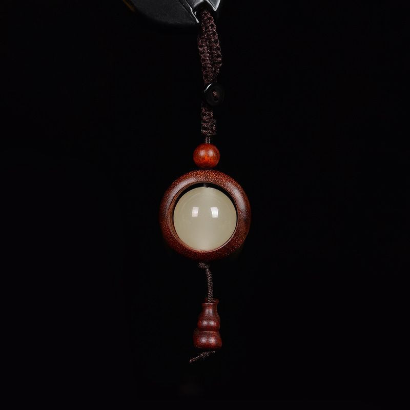 Luminous Wood Keychain with Gourd Charm