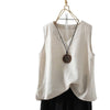 Women's Linen V-Neck Sleeveless Top, Vintage Washed Tank Vest