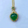 Green Chalcedony Heart Pendant Necklace with Gold-Tone Chain