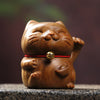 Green Sandalwood Lucky Cat Mini Figurine