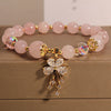 Aquamarine Pink Crystal Zircon Butterfly Charm Bracelet