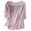 Retro Embroidery Floral Pattern Short Sleeve Crew Neck Women's Shirt