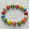 Ceramic Bead Bracelet, Handmade Stretch Elastic Band