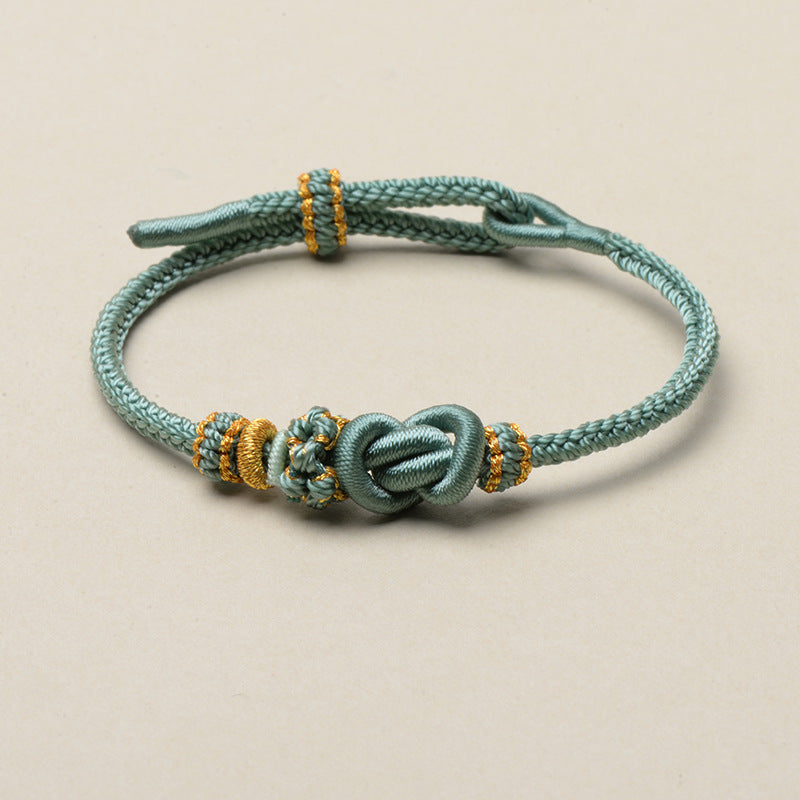 Handmade Adjustable Cord Bracelet with Yuanbao Knot