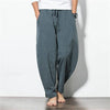Men's Solid Color Cotton Drawstring Pants With Pockets