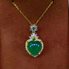 Green Chalcedony Heart Pendant Necklace with Gold-Tone Chain
