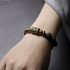 Men's Gold-Tone Alloy Bracelet with Dark Stone Beads