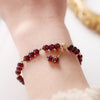 Imitation Garnet Crystal Bracelet with Gold-Tone Bead Charm