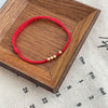 925 Sterling Silver Red String Bracelet, Braided Cord Beads