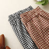 Women's Cotton Linen Plaid Pants with Pockets