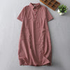 Casual Vintage Plaid Pattern Lapel Short Sleeve Midi Dress With Pockets