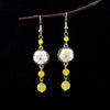 Vintage Floral Drop Earrings with Shell Flower and Bead Charm